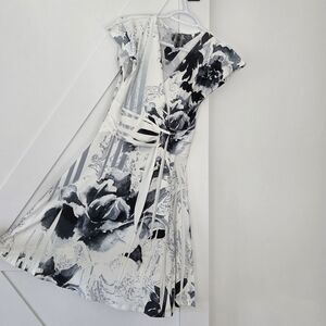 Elegant Black and White Floral Dress